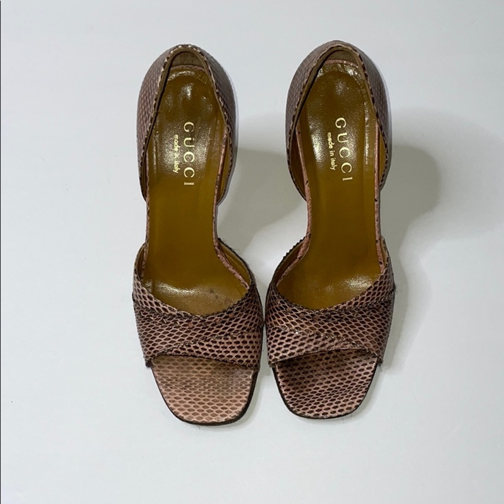 Gucci Vintage Snakeskin open-toed pumps 3 in Heels
